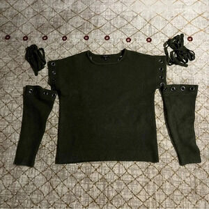 Romeo & Juliet couture Tie Lace Up Sleeves Dark Green Women’s Size Small S